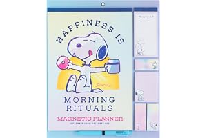 Grupo Erik Magnetic Calendar For Fridge 2027 - Snoopy Gifts for Family | Family Planner Calendar 2027 with Stickers, Pen, Shopping List, Sticky Notes