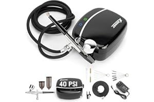 XDOVET Set de aerógrafo con compresor, mini compresor de aerógrafo de 3 modos, flujo de aire 8/9/10L por minuto, presión máxima 40psi, para maquillaje, arte de uñas, pintura, tatuaje, modelado DIY