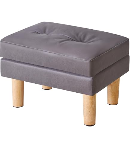 Pouf Ottoman Rectangulaire YMYNY - Repose-Pieds Moderne Tech Cloth - 40x29x32cm Gris