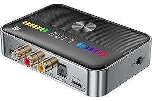 Feyio Bluetooth 5.3 Transmitter Receiver 2-in-1 Bluetooth Adapter HiFi Audio Bluetooth Receiver with LED Display and NFC 3.5mm AUX RCA Optical Coaxial USB for PC/TV/Car