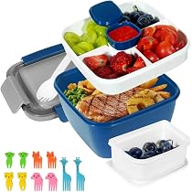 Saladbox Wohntec 1600ML - Boîte Bento 4 Compartiments Avec Sac Glace