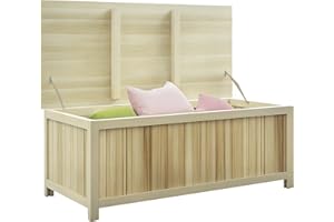 Outsunny Panca Contenitore da Giardino da 172L in Legno di Abete, Baule da Esterno 120x55x45cm Colore Legno