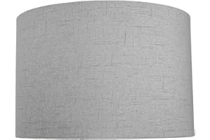 Contemporary and Sleek 12 Inch Grey Textured Linen Fabric Drum Lamp Shade 60w Maximum | 30cm Diameter | for Table Lamp or Pendant by Happy Homewares