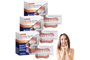 Laralily 3 Stück Silicone Reline Denture Set, Silikon Zahnprothese, Zahnersatz Prothese, Komplett Geeignet Für Verschiedene Anlässe