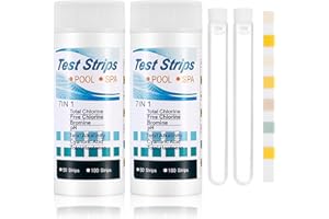 CBOFEIXG 7 in 1 Aquarium Test Strips Kit, 150 Pcs Ammonia Aquarium Fish Tank Pond Test Kit for Testing Ammonia, PH, Free Chlorine, Total Alkalinity, Carbonate, Water Test Strips