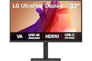 LG UltraFine Monitor 32U720A-B - 4K UHD VA 32 inch, 60Hz, 5ms GtG, HDR10, Home/Office Display, Eye Care features, Built-in Speakers, HDMI, DisplayPort, USB-C with 90W PD, Black