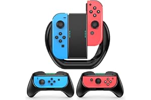 Mooroer Grip für Nintendo Switch/Switch OLED Joy-Con Zubehör, 3in1 Griffhalter Switch Controller Racing Wheels Griff Kit für Nintendo Switch/Switch OLED Joy-Con,Schwarz