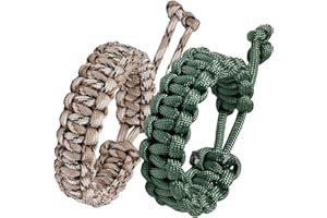 Jewboo Paracord Survival Bracelets Braided Paracord Handmade Rope for Couples Men Women Adjustable Size(Set of 2)