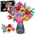 PLAXSOON Flower Bouquet Building Set, 1464 PCS Botanical Collection Building Block Toy, Rose Sunflower Home Plant Decor, 18 Flowers Models Birthday Gift for Adults Women Kids Boys Girls 8 9 10 11 12+