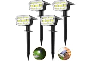 AOSTOK [59 LED/4 Piezas Luces Solares para Exterior Jardin Impermeable IP67 Focos LED Exterior Solares,ángulo de 120° Ajustable Lámparas Solares para Jardín,Patio,Caminos,Suelo, Piscina,Césped,Camping