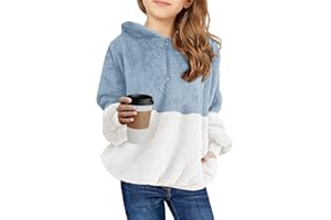 Imily Bela Kinder Mädchen Kapuzenpullover Fleece Hoodies Sherpa Pullover Teddy Sweatshirt Langarm Pulli mit Tasche