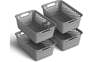 PRO HOME 4 Stück Aufbewahrungskorb 5L mit Griffen - BPA-Frei - Organizer (30 x 20 x 11 cm/Anthrazit) - Körbchen für Bad Küche Schlafzimmer, Haushaltskorb