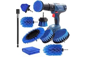 YIHATA Spazzole per Trapano 9 Pezzi Spazzola per Trapano Set di Pulizia Perfetto per la Pulizia Toilette Cucina Bagno Doccia Piastrelle Lavello Auto (Blu)
