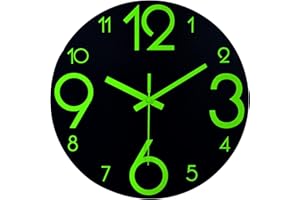 Plumeet Orologio da parete luminoso - 30cm orologio in legno silenzioso con luminescenza - Grande orologio da parete decorativa per la cucina, ufficio, camera da letto (Nera)