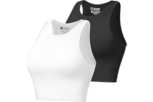 Yaavii Women's Basic Crop Tops - Seamless Ribbed Sport Tank Tops Racerback Sleeveless Top Summer Causal Yoga Gym Shirts