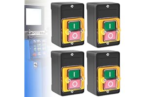 MOLBORY Lot de 4 interrupteurs de machine, AC220 V / 380 V 10 A - Interrupteur à bouton-poussoir - Interrupteur de sécurité - Interrupteur de tension - Interrupteur de tension - Interrupteur d'appareil avec