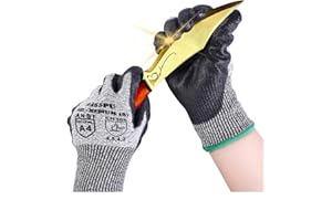 Donfri 1 Pair Cut Resistant Gloves High Performance Level 5 Protection Safety Work Gloves for Men Comfortable PU Coated Palm Cut Proof Gloves Gardening Food Grade Non-slip Machine Washable (Medium)