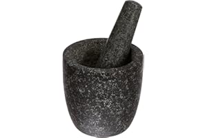 JADE TEMPLE 17200 Steinmörser mit Stößel im Set, effektives und einfaches mörsern, aus massivem Granit mit 12 cm Durchmesser und 12 cm Höhe