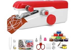 YKALL Máquina de Coser Portátil de Mano, Mini para Principiantes, Eléctrica con Puntada Rápida y Velocidad Ajustable, Kit de Reparación de Ropa DIY para Hogar y Viaje con Accesorios (Rojo)