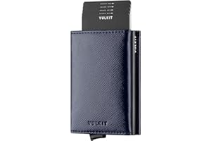 VULKIT Portafoglio Porta Carte di Credito Uomo Protezione RFID NFC Pop Up Porta-Cartes in Pelle con 3 Slot per Carte e Banconote…