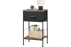WLIVE tavolino da divano, tavolino soggiorno con 1 cassetto in tessuto per la conservazione, per Soggiorno Camera da Letto, Stile Moderno, 30x40x63cm (Marrone retrò)