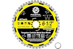 FOCSTOL Hoja Sierra Circular para Corte Metal 165mm x 20mm x 15,875mm - Disco para Corte Metal con 48 Dientes para Acero Metales Acero Inoxidable Ferrosos Tubos Acero