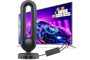 QISEMDUM Indoor TV Aerial, 2025 Smart TV ariels indoor with Signal Booster 560+ Miles Range Reception, Freeview aerial for smart TV 4K 1080P HD Local Channels and All Older television-18ft Aerial Cable