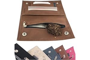 Ciggy Jumper Sac à tabac Pochettes à tabac à rouler en cuir souple avec compartiments pratiques pour : filtres, papiers à rouler de illes et plus légers 3.) Cognac Longue