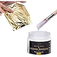 Gilding Adhesive, 100ml Gold Leaf Adhesive for Craft Use, Water Based Gold Leaf Glue for Craft Art Use, Pasting Foil, Epoxy Resin (Gold Leaf + Gilding Glue) Combo Pack of 2