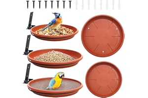 WUSBOO 3 Pezzi Mangiatoie per Uccelli da Parete, Mangiatoia per Uccellini da Esterno con 2 Pezzi di Ricambio, Mangiatoia e Abbeveratoio per Uccelli da Esterno per Giardino, Balcone e Foresta All'Aperto