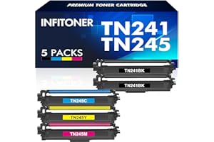 INFITONER 5er-Pack TN241 TN245 Kompatible für Brother MFC 9332CDW Toner DCP 9022CDW MFC-9142 CDN DCP-9020CDW HL-3152CDW HL-3142CW MFC-9332CDW HL-3140CW TN241BK TN245C TN245Y TN245M
