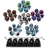 CREEBUY Polyhedral DND W&uml;&sup1;rfel seti, 6'lı paket &ccedil;ift renkli W&uml;&sup1;rfel setleri, D4 D6 D8 D10 D% D12 D20 ile, Dungeons ve Dragons