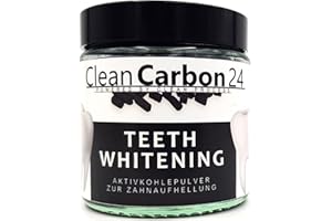 CLEAN CARBON 24 POWERED BY CLEAN PROCESS TEETH WHITENING - 30g de poudre de charbon actif de noix de coco pour le blanchiment des dents, blanchiment, soin des dents blanches…