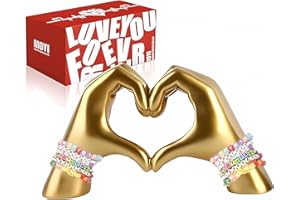 MOYI Gold Decor for Living Room, Bedroom, Bookcase, Coffee Table, Heart Hands Statue Shelf Decor, Aesthetic Boho Wedding Accent Decorations, Home Decor for Shelves (No Bracelets)