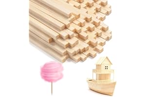 Zorplex 100 Bastones de Algodón de Azúcar 40cm x 4mm, Varillas Cuadradas de Bambú Natural para Máquina de Algodón de Azúcar, Manualidades, Proyectos de Arte y Carpintería (Cuadrado 400x4mm)