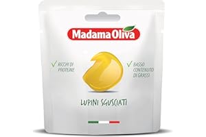 MADAMA OLIVA, Lupini Sgusciati, Ottimo Snack per Aperitivi, Ideale per le Insalate Miste e nelle Minestre, Senza Conservanti Aggiunti, 100% Made in Italy, Pratica Busta in Alluminio da 30 gr
