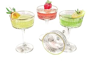 GOSOYO Set di 4 Bicchieri Vintage con Montatura Dorata, 260 ml/8,8 once. Bicchieri da Champagne, Cocktail, Martini, Bicchieri da Vino, Bicchieri da Gin e Prosecco, Vetreria a Stelo Lungo