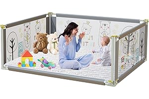 G TALECO GEAR Laufstall Baby 180 * 150cm,Indoor & Outdoor Laufgitter Baby mit Matratze, Kinder Laufgitter mit Atmungsaktivem Netz für Kleinkinder, Höhenverstellbar