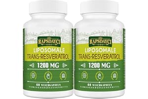 RAPSDAYCI Trans-resveratrolo liposomiale da 1200 mg, resveratrolo ad alte dosi, formula pura al 98%, trans-resveratrolo dal poligono giapponese, migliore assorbimento, 120 capsule molli