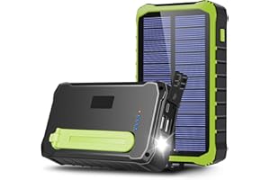 CXYP Solar Powerbank mit Kurbel, 12000mAh Kurbel Powerbank Solar Ladegerät Generator Externer Akku mit Dual USB Ausgängen und LED Taschenlampe für Phone,Outdoor,Camping,Handy (Grün)