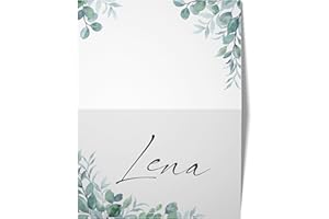 ‎BARTSCHIBÄR Hochwertige Tischkarten für die Hochzeit – Geburtstag – Konfirmation - Namenskarten, Platzkarten (Eukalyptus 4, 25)