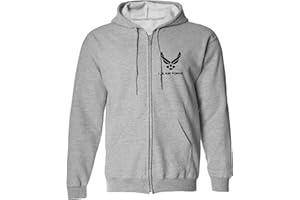 zerogravitee Air Force Kapuzen-Sweatshirt mit durchgehendem Reißverschluss, linke Brust, Grau