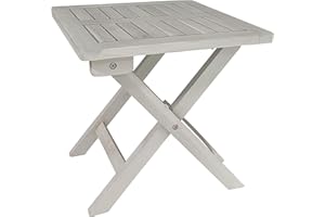 ‎ESTEXO ESTEXO Beistelltisch Holztisch Lounge Tisch Kaffeetisch Gartentisch Klapptisch Akazie Holz Balkontisch Akazienholz Teetisch 40 x 40 cm Weiß lasiert