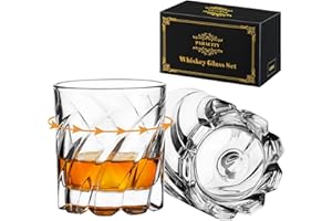 PARACITY Lot de 2 verres à whisky rotatifs à l'ancienne, verres à bourbon/cocktail/rock pour bar, fête et maison, cadeau à whisky pour homme