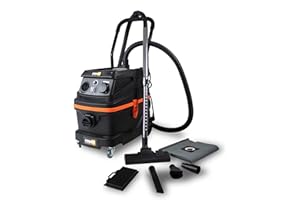 Feider - Aspirateur spécial plâtre - Eau et poussière 1600 W 30 L - Fonction synchronisation électrique - Flexible d'aspiration 2.5 m - Tube télescopique métal - Filtre HEPA - FAP1630