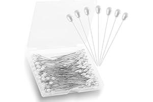 ASTER 100 spille da cucito con perle a goccia, 5,1 cm, dritte per cappelli, corpetto, bouquet di nozze, con scatola, per fai da te, creazione di gioielli, decorazioni floreali per matrimoni