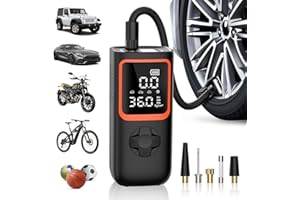 CAREHABI Compresor Aire Portatil- 6000mAh & 150PSI Inflador Electrico para Neumáticos de Coche con Manómetro y Luz LED, 2X Inflado Más Rápido Inflador Ruedas Coche