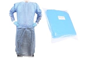 DMM-EUROPE 10x Schutzkittel Einweg Wasserdicht 40GSM – Vliesstoff mit 25% Polypropylrne & 15% Polyethylen – CE Einheitsgröße - Schutzkategorie Klasse I – Professionelle Qualität - Blau - Dmm-Europa