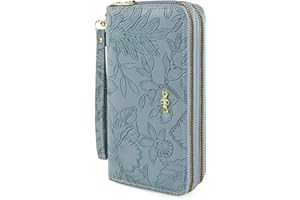 AdiStylinno Women Wallets, Large Capacity Double Zip Long Purses for Women, PU Leather Ladies Credit Card Holder Wallet with Zip Pocket Multi Card Slots and Big Compartments (Blue)