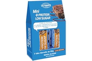 Ultimate Italia - Barretta low sugar proteica al 33% - gusto brownie - 7x20g - senza zuccheri, poche calorie, senza glutine